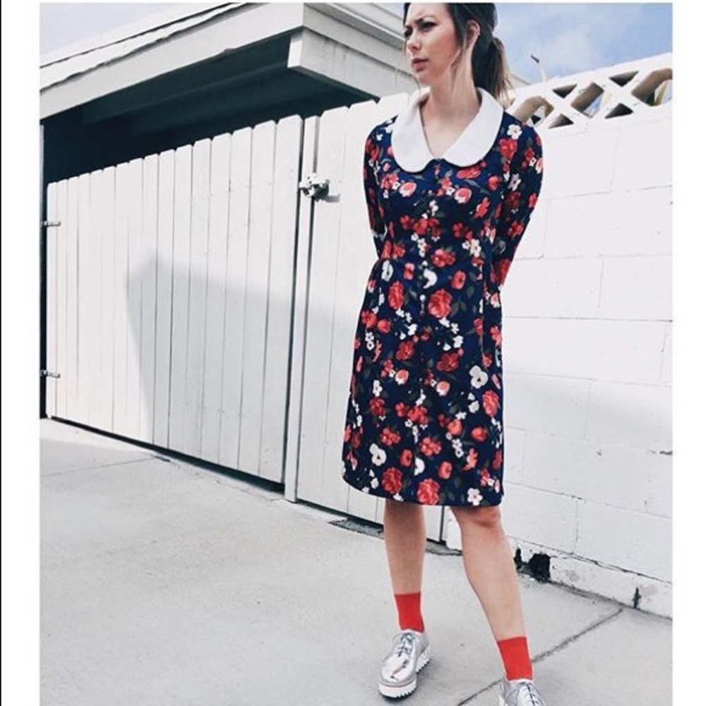 Italian vintage 1960s floral midi length dress